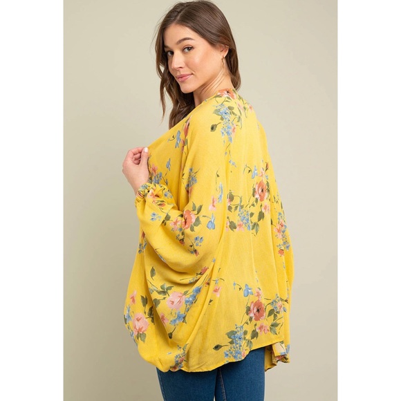 Oversized floral print cocoon sleeve cardigan - Picture 3 of 7